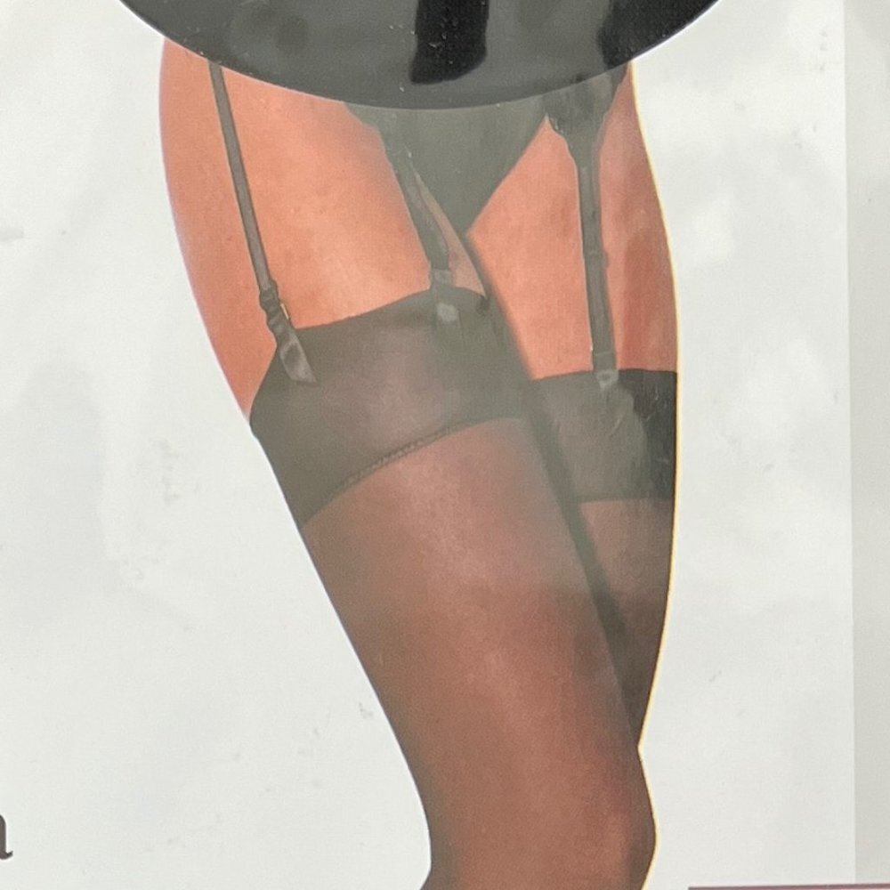 NWT Mura Opera Sexy Hosiery Sheer 15 den Thigh-Highs Black Stockings Small
